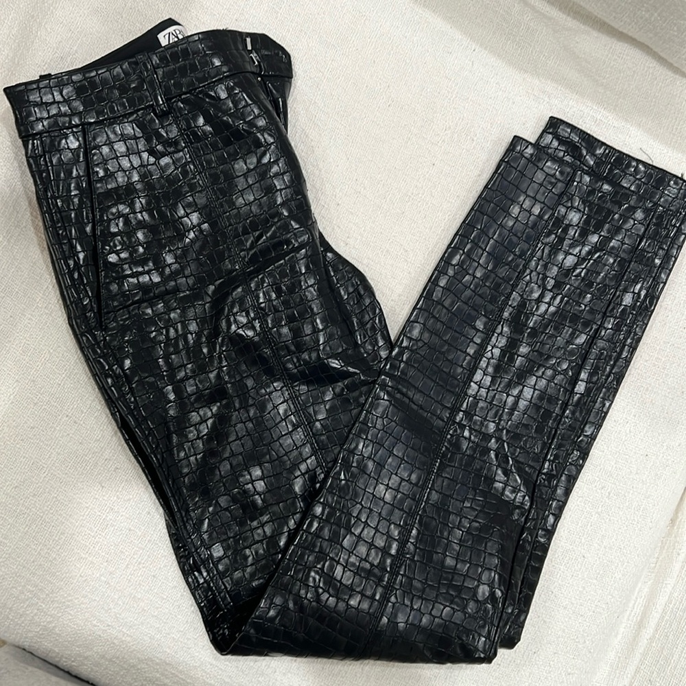 Zara black croc pants